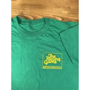 Vintage The Racing Game Promo Single Sitch Tee Shirt Saratoga Raceway Green M